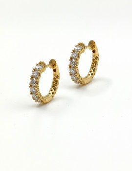 Brenda: Pendientes Aros de Diamantes 3 mm en Oro Amarillo 18k