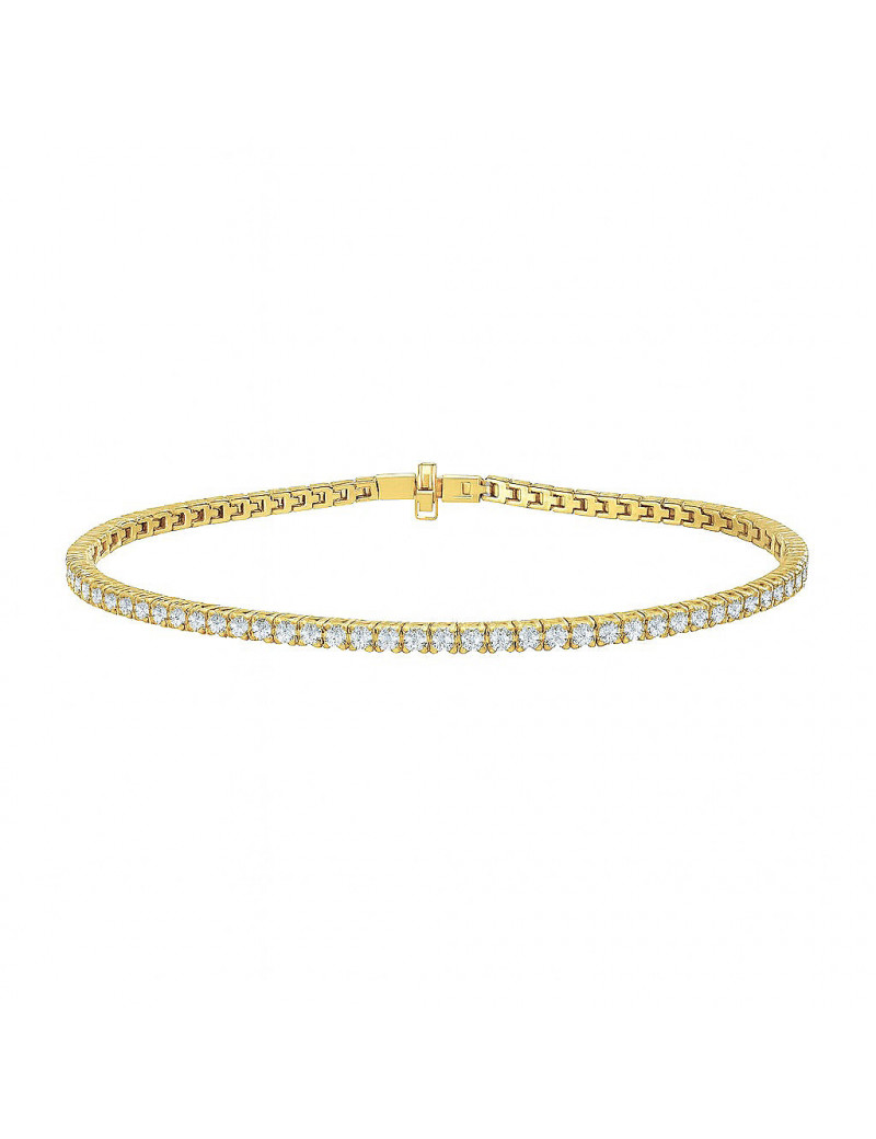 Clásica pulsera de rivière con una hilera continua de diamantes talla brillante de oro amarillo 18k