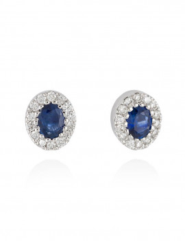 Pendientes Zafiro de Diamantes en Oro Blanco 18k