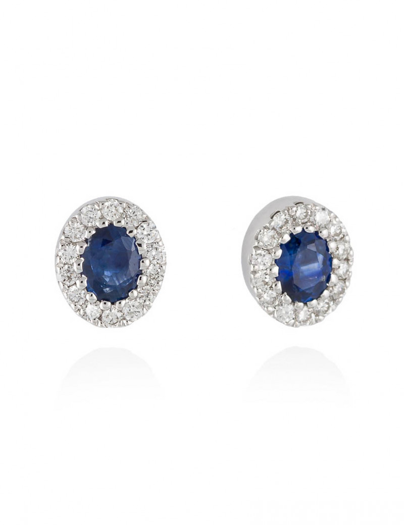 Pendientes Zafiro de Diamantes en Oro Blanco 18k