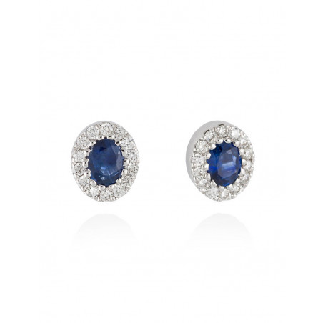 Pendientes Zafiro de Diamantes en Oro Blanco 18k