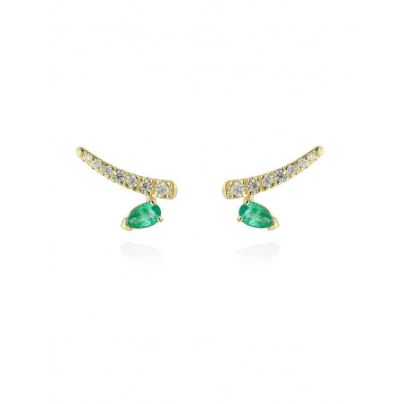 Pendientes Trepadores Esmeralda y Diamantes en Oro 18k · Marga Mira