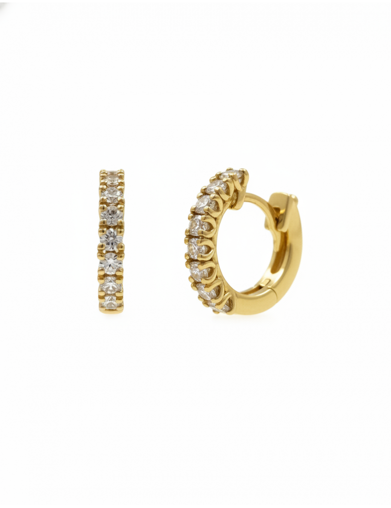 Amelia: Pendientes Aros de Diamantes en Oro Amarillo 18 kilates