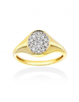Anillo Sello de Diamantes en Oro Amarillo 18k - Joyería Marga Mira