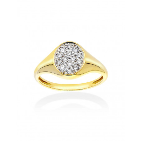 Anillo Sello de Diamantes en Oro Amarillo 18k - Joyería Marga Mira
