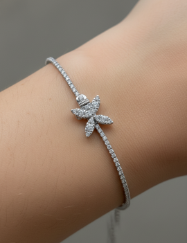 Pulsera Rivière Mariposa Diamantes en Oro Blanco 18k · Marga Mira