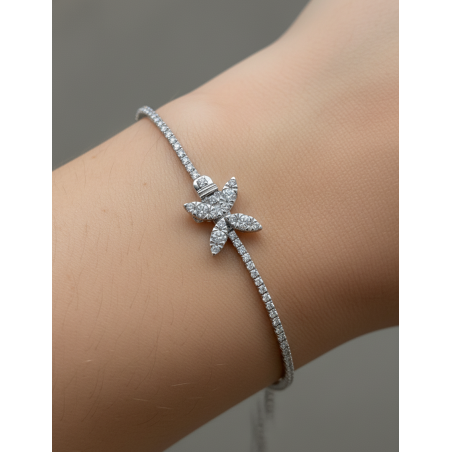 Pulsera Rivière Mariposa Diamantes en Oro Blanco 18k  · Marga Mira