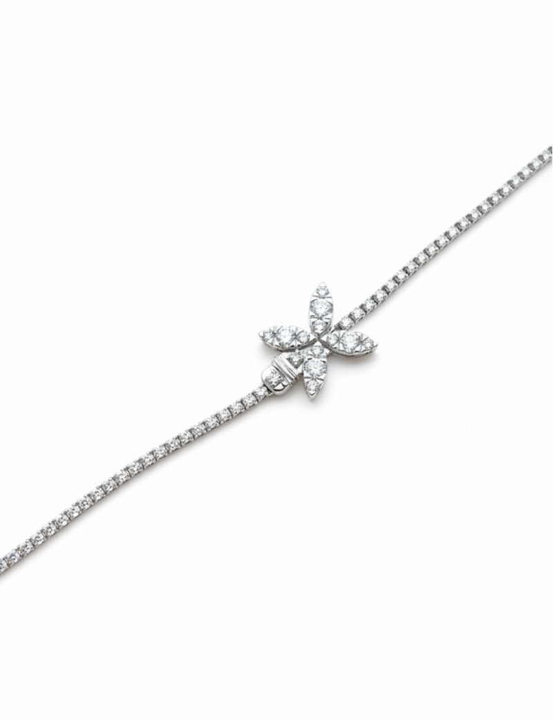 Pulsera Rivière Mariposa Diamantes en Oro Blanco 18k  · Marga Mira
