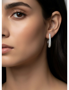 Pendientes Criollas de Diamantes Pavé en Oro Blanco 18k · Marga Mira