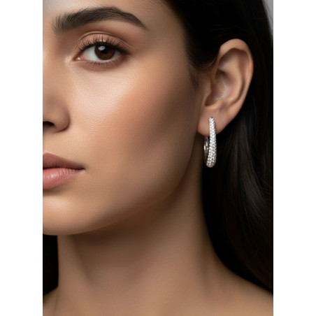 Pendientes Criollas de Diamantes Pavé en Oro Blanco 18k · Marga Mira