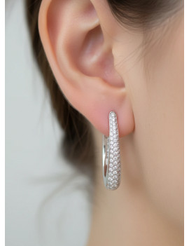 Pendientes Criollas de Diamantes Pavé en Oro Blanco 18k · Marga Mira