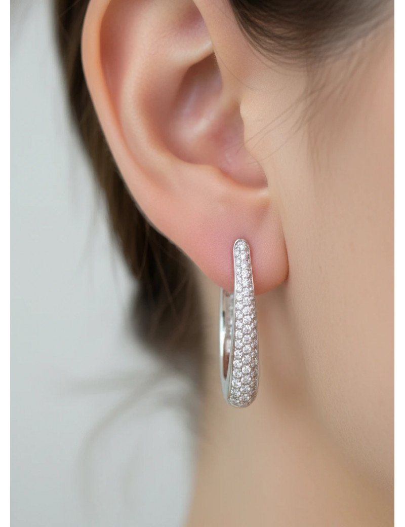 Pendientes Criollas de Diamantes Pavé en Oro Blanco 18k · Marga Mira