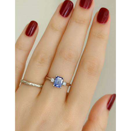 Anillo Ankara Tanzanita y Diamantes en Oro Blanco 18k · Marga Mira