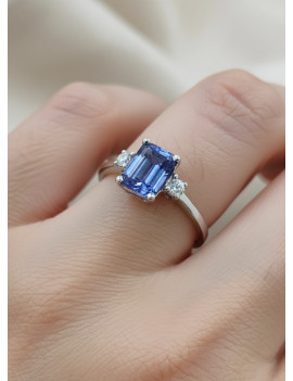 Anillo Ankara Tanzanita y Diamantes en Oro Blanco 18k · Marga Mira