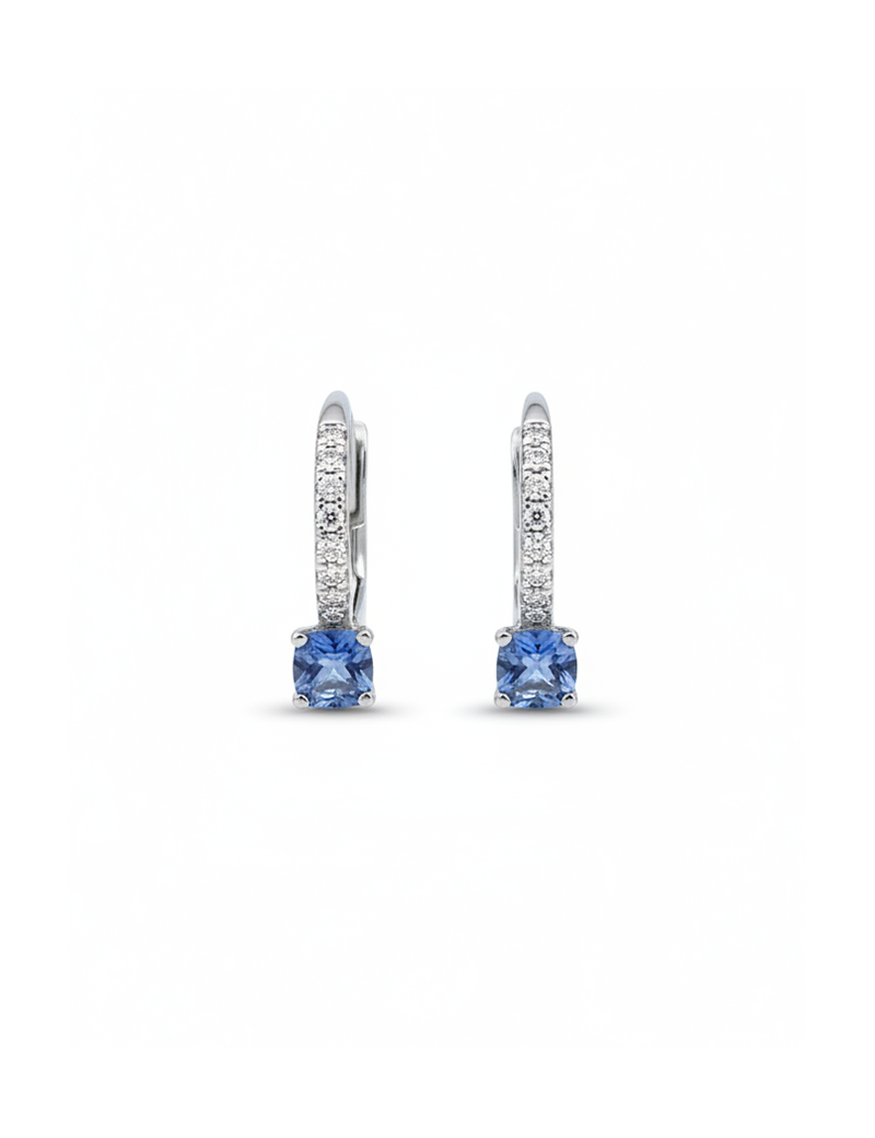 Pendientes Zafiros Ceilán y Diamantes en Oro Blanco 18k · Marga Mira