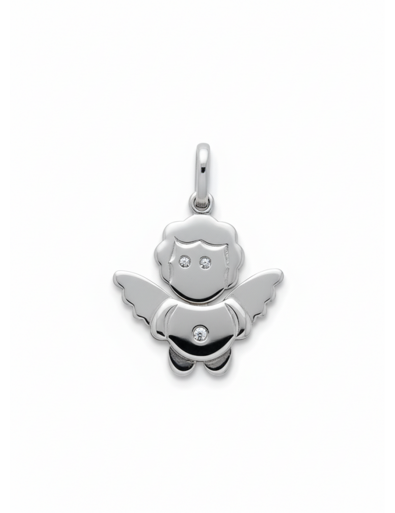 Colgante Ángel Guardián de Diamantes en Oro Blanco 18k · Marga Mira