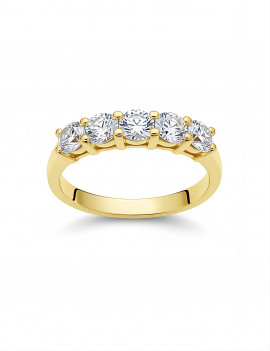 Darya: Anillo de 5 Diamantes en Oro Amarillo 18 Kilates 1.00ct E-VS