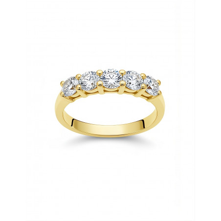 Darya: Anillo de 5 Diamantes en Oro Amarillo 18 Kilates 1.00ct E-VS