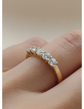 Darya: Anillo de 5 Diamantes en Oro Amarillo 18 Kilates 1.00ct E-VS
