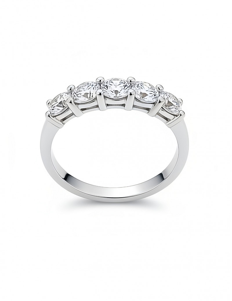 Darya: Anillo de 5 Diamantes 1.20ct E-VS · Oro Blanco 18 Kilates