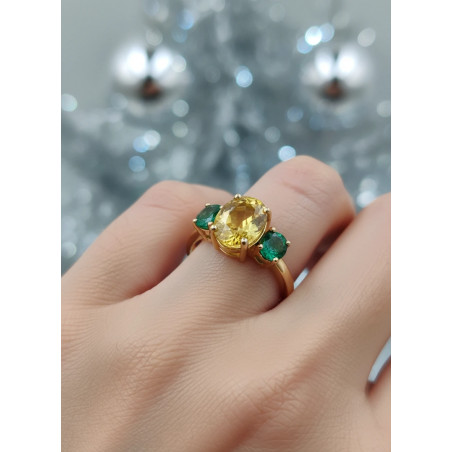 Budapest: Anillo Heliodoro Oval y Esmeraldas Colombianas Oro 18k