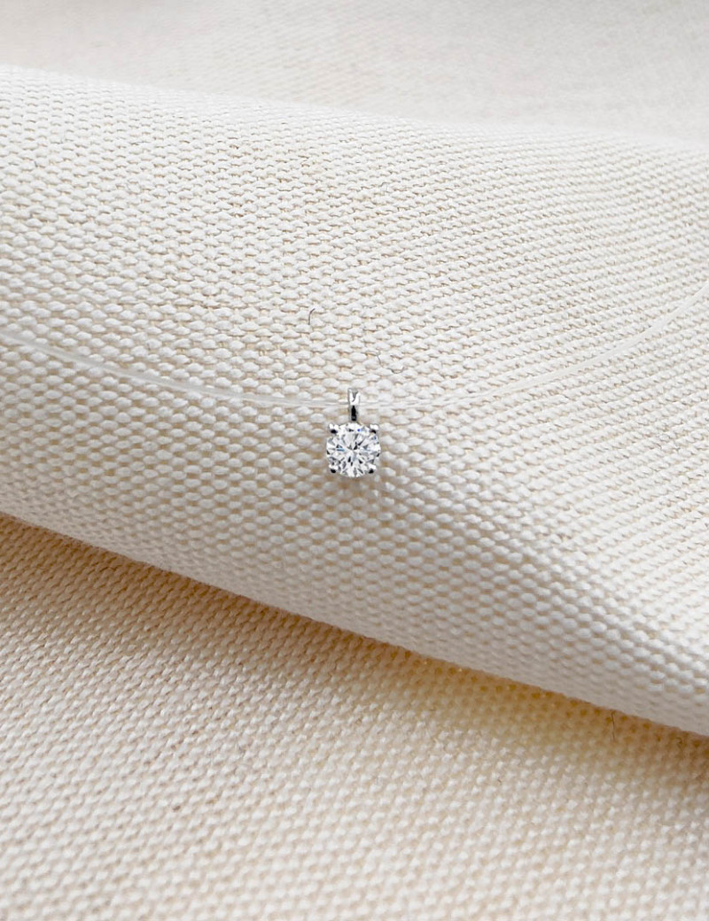 Sofia: Collar Diamante Solitario en Oro Blanco 18k · Marga Mira