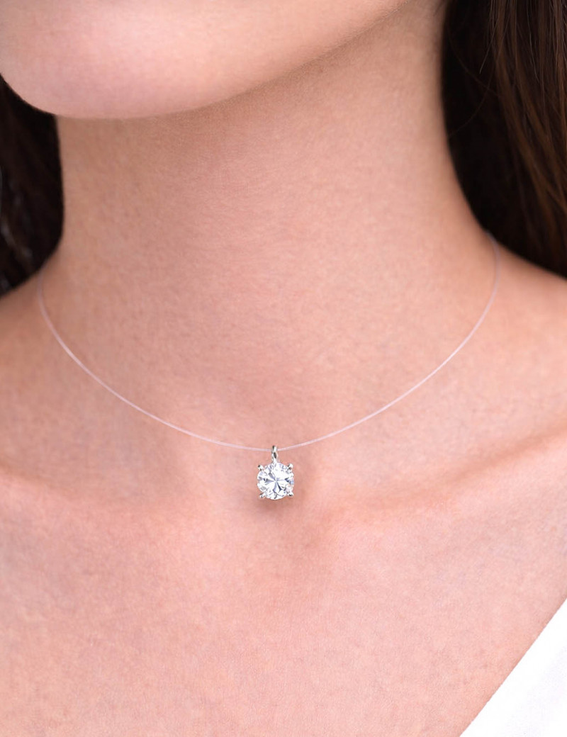 Sofia: Collar Diamante Solitario en Oro Blanco 18k · Marga Mira