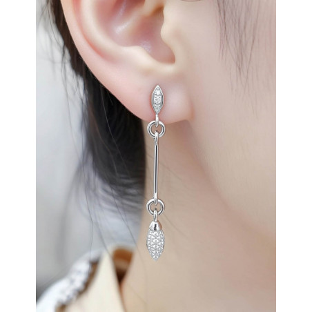 Pendientes Diamantes Colgantes en Oro Blanco 18k · Joyería Marga Mira