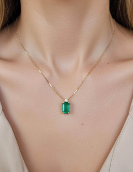 Colgante Esmeralda 0,94ct y Diamantes Oro Blanco 18k · Marga Mira