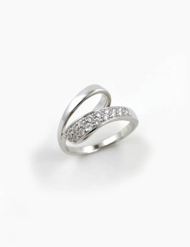 Anillo Zigzag de 16 Diamantes 0,14ctH-VS. Oro Blanco 18k Pavé