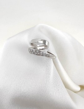 Anillo Zigzag de 16 Diamantes 0,14ctH-VS. Oro Blanco 18k Pavé