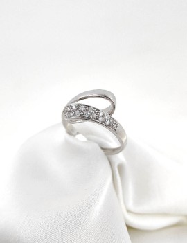 Anillo Zigzag de 16 Diamantes 0,14ctH-VS. Oro Blanco 18k Pavé