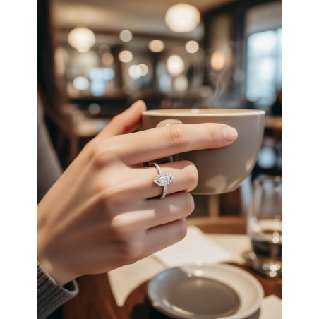 Anillo Diamante de Oro Blanco 18k talla Marquise · Joyería Marga Mira