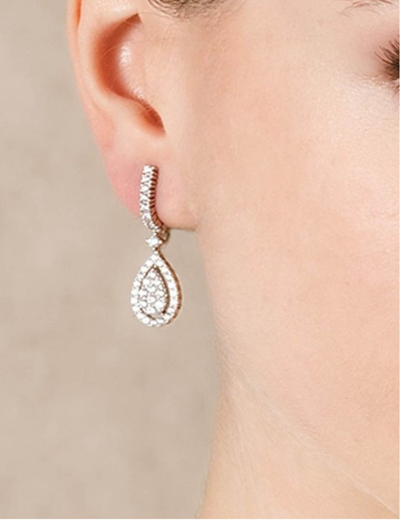 Pendientes Novia Gota Plata y Circonitas. Joyería Nupcial · Marga Mira