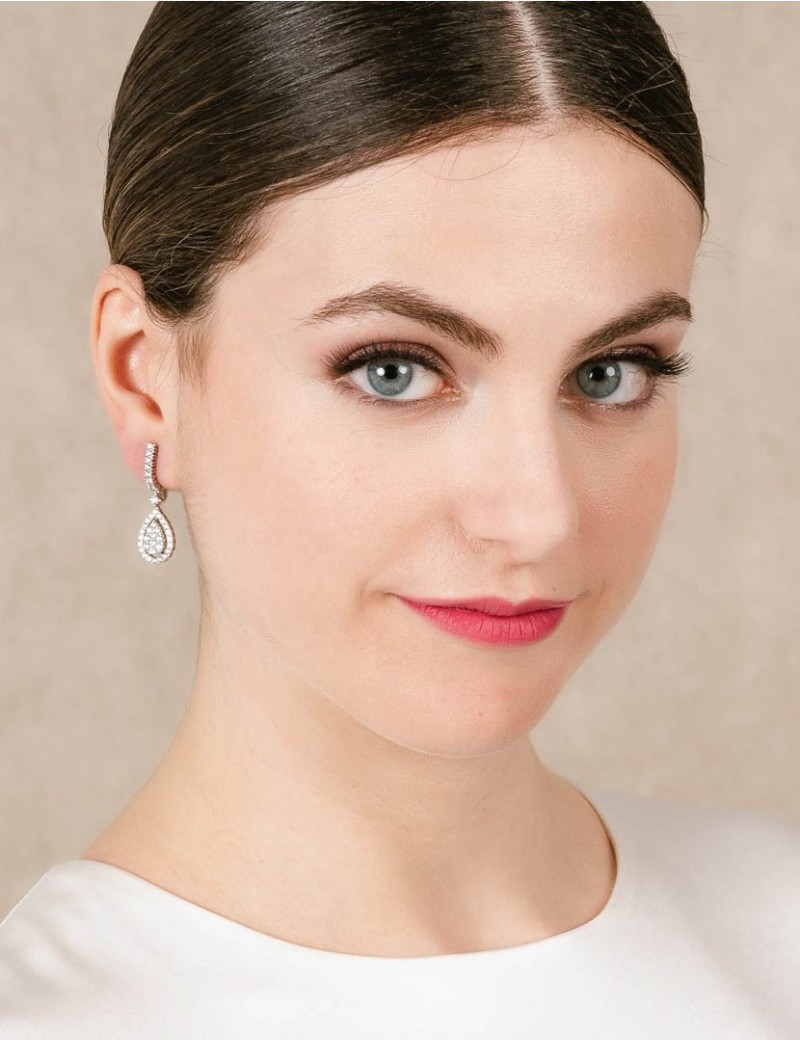 Pendientes Novia Gota Plata y Circonitas. Joyería Nupcial · Marga Mira