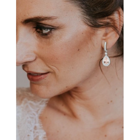 Pendientes Novia Gota Color Tea y Plata. Joyas Boda · Marga Mira