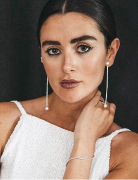 Pendientes Novia 9cm Plata y Perlas. Joyas Boda · Joyería Marga Mira