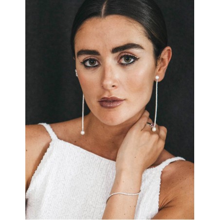 Pendientes Novia 9cm Plata y Perlas. Joyas Boda · Joyería Marga Mira