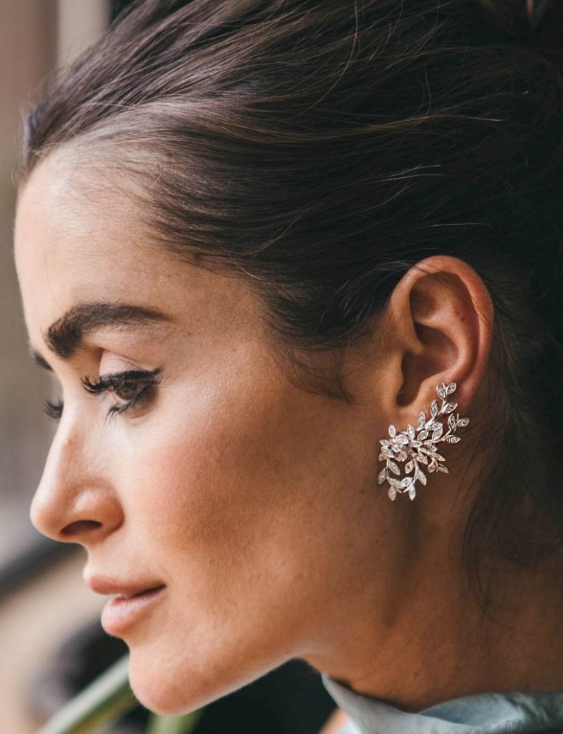 Hiedra Maxi Pendientes Trepadores con Circonitas Blancas 4x2,5cm