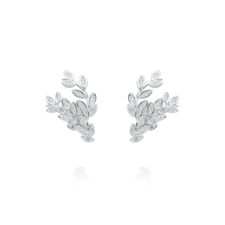 Pendientes Hiedra 2,8 cm con Circonitas | Rodio, Oro 18k y Plata Rosa