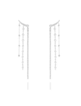 Pendientes Trepadores Riviere 8cm con Circonitas Blancas en Plata
