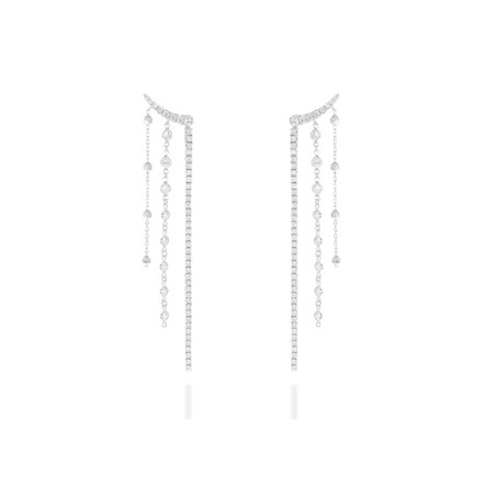 Pendientes Trepadores Riviere 8cm con Circonitas Blancas en Plata
