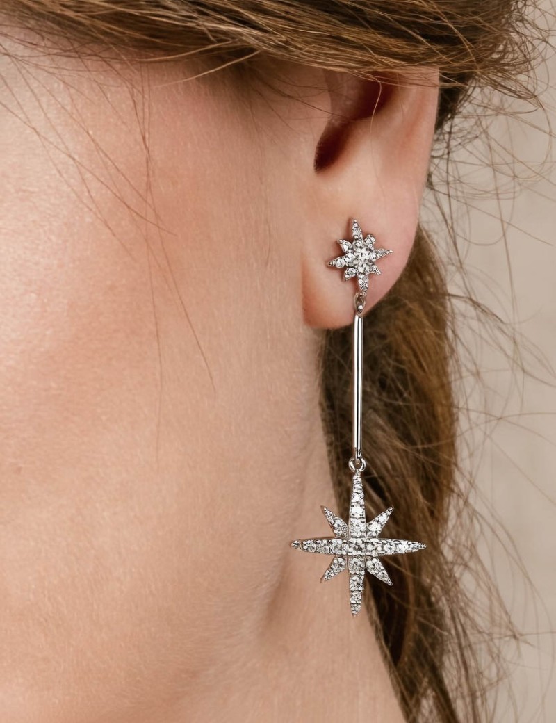Stella Pendientes Estrella 5.2cm. Plata y Baño de Oro 18k · Marga Mira