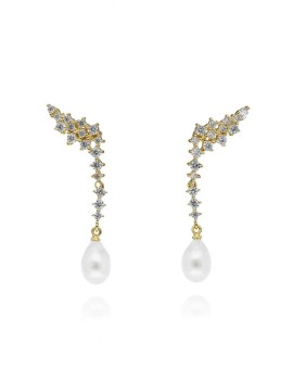 Pendientes Trepadores con Perlas y Circonitas Blancas · Marga Mira