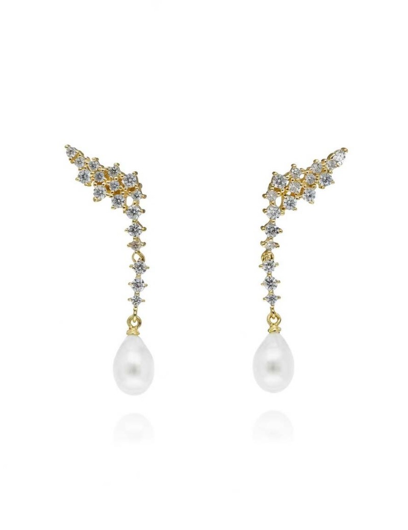 Pendientes Trepadores con Perlas y Circonitas Blancas · Marga Mira