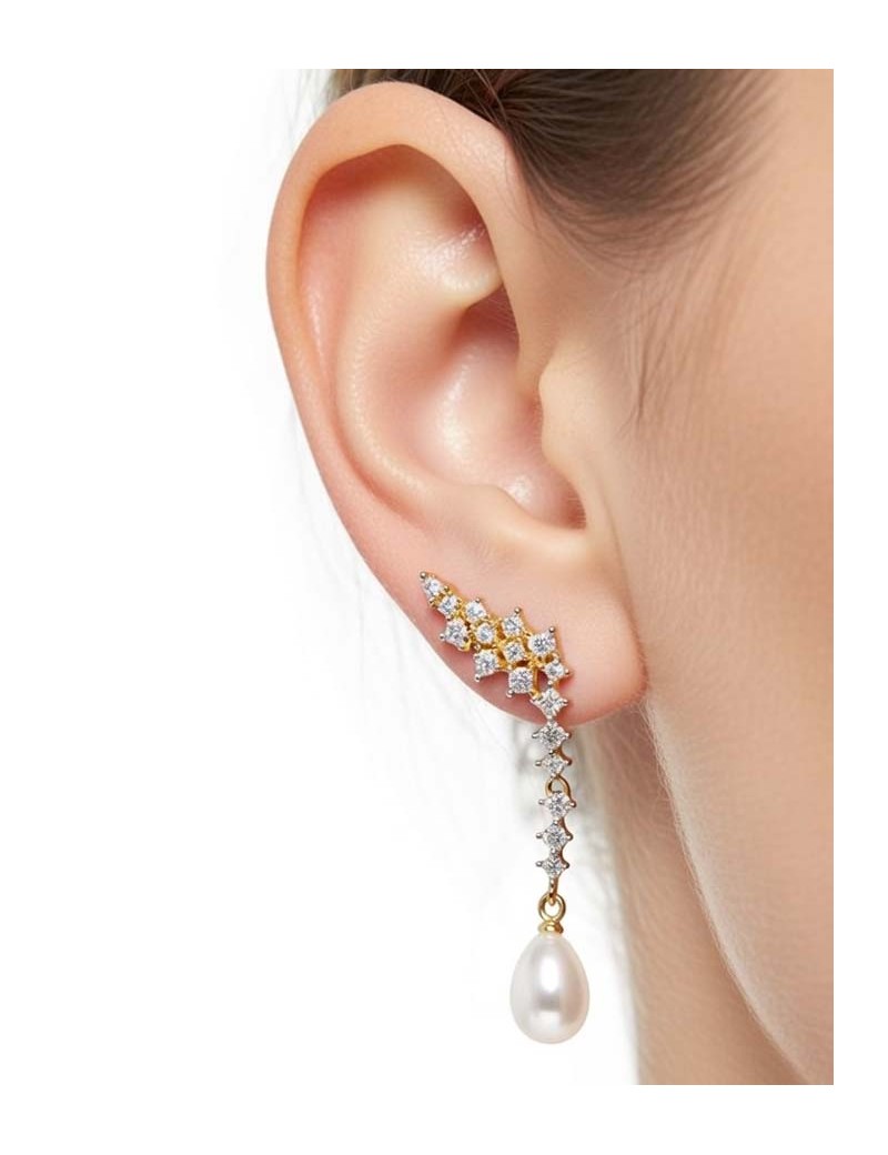 Pendientes Trepadores con Perlas y Circonitas Blancas · Marga Mira