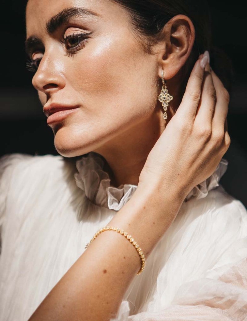 Victoria Pendientes Novia Vintage 5cm | Plata y Baño de Oro 18k