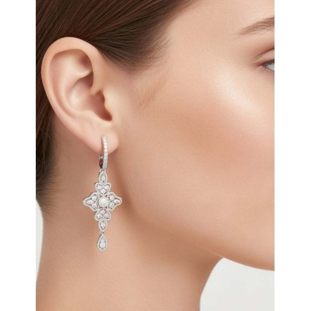 Victoria Pendientes Novia Vintage 5cm | Plata y Baño de Oro 18k