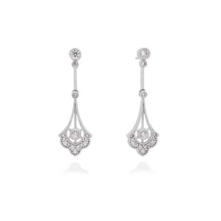 Charlotte Pendientes con Circonitas. Plata Rodio o Baño de Oro 18k
