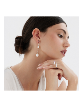 Carlota: Pendientes Perlas Cultivadas y Circonitas 6.3cm · Marga Mira